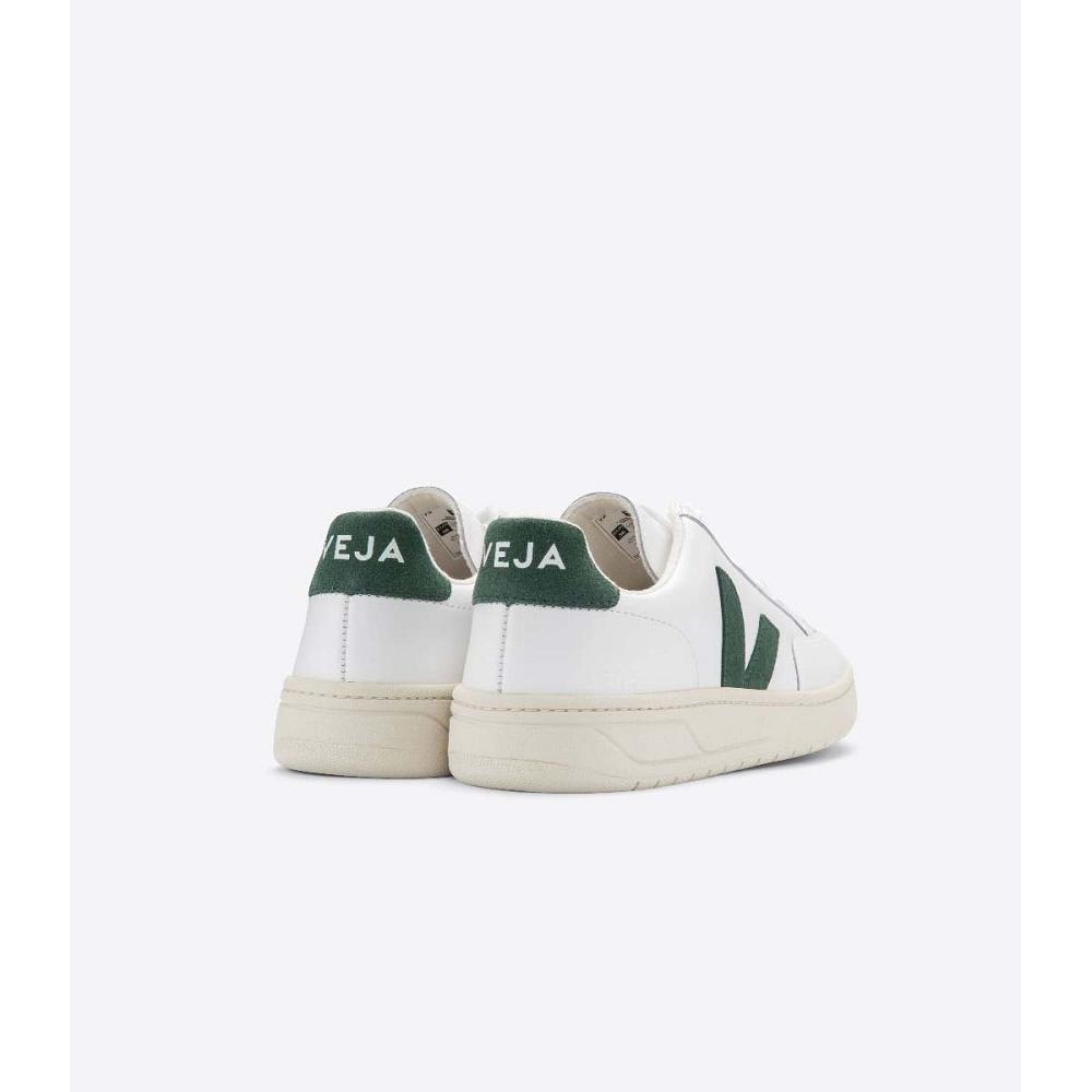 Veja V-12 LEATHER Sneakers Dames White/Green | NL 671KOR